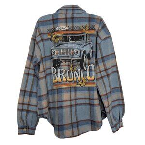 NEW Ford Plaid Bronco Shacket Womens Size Medium Blue Butterfly Wool Blend Shirt